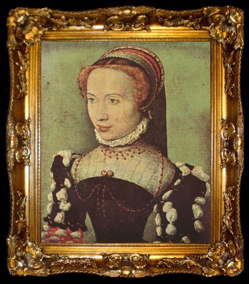 framed  CORNEILLE DE LYON Portrait of Gabrielle de Roche-chouart (mk08), ta009-2